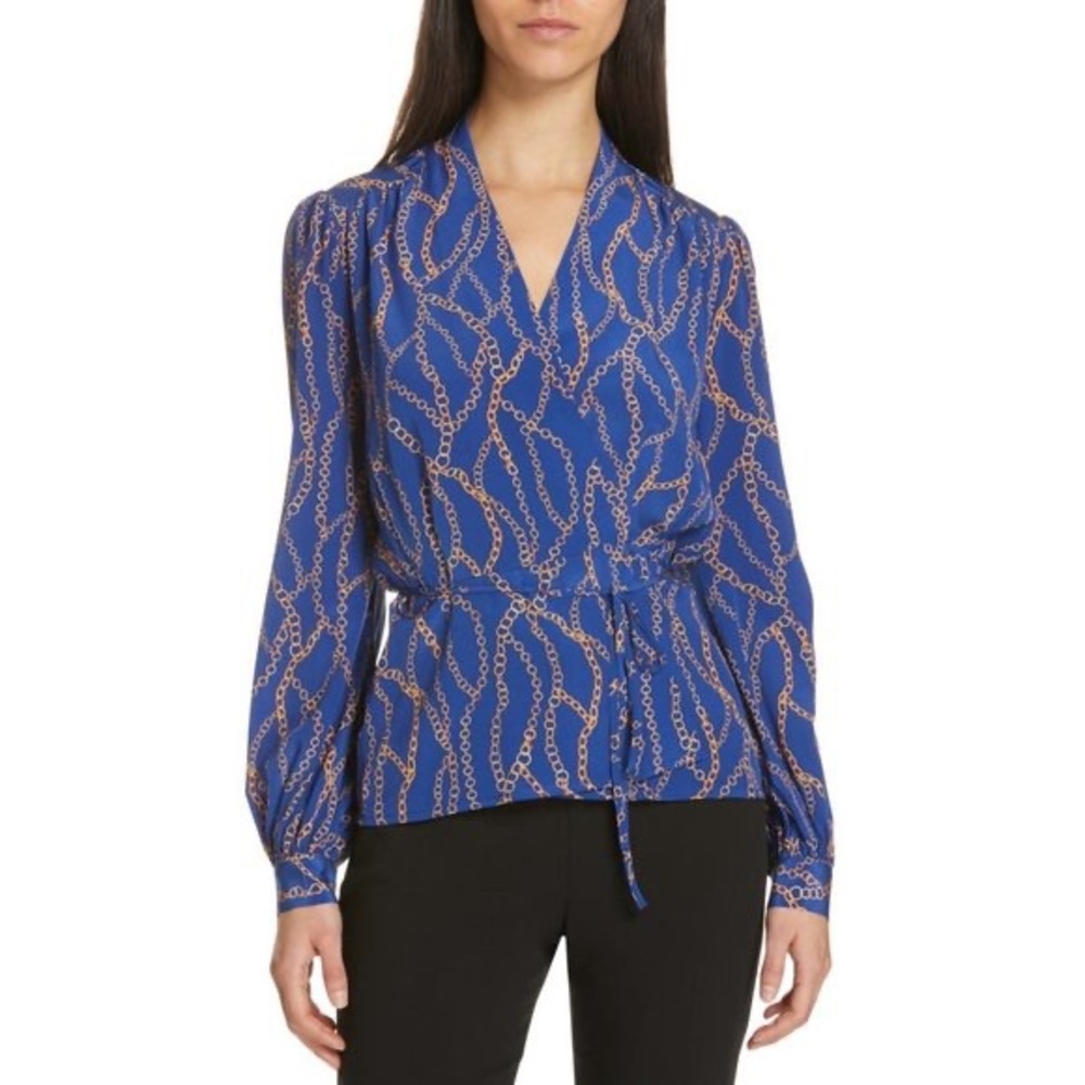 L’Agence Cara Silk Wrap Blouse